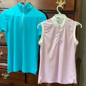 Maggies London XS Lavender Striped  & Ralph Lauren Aqua short Sleeve S Golf Top